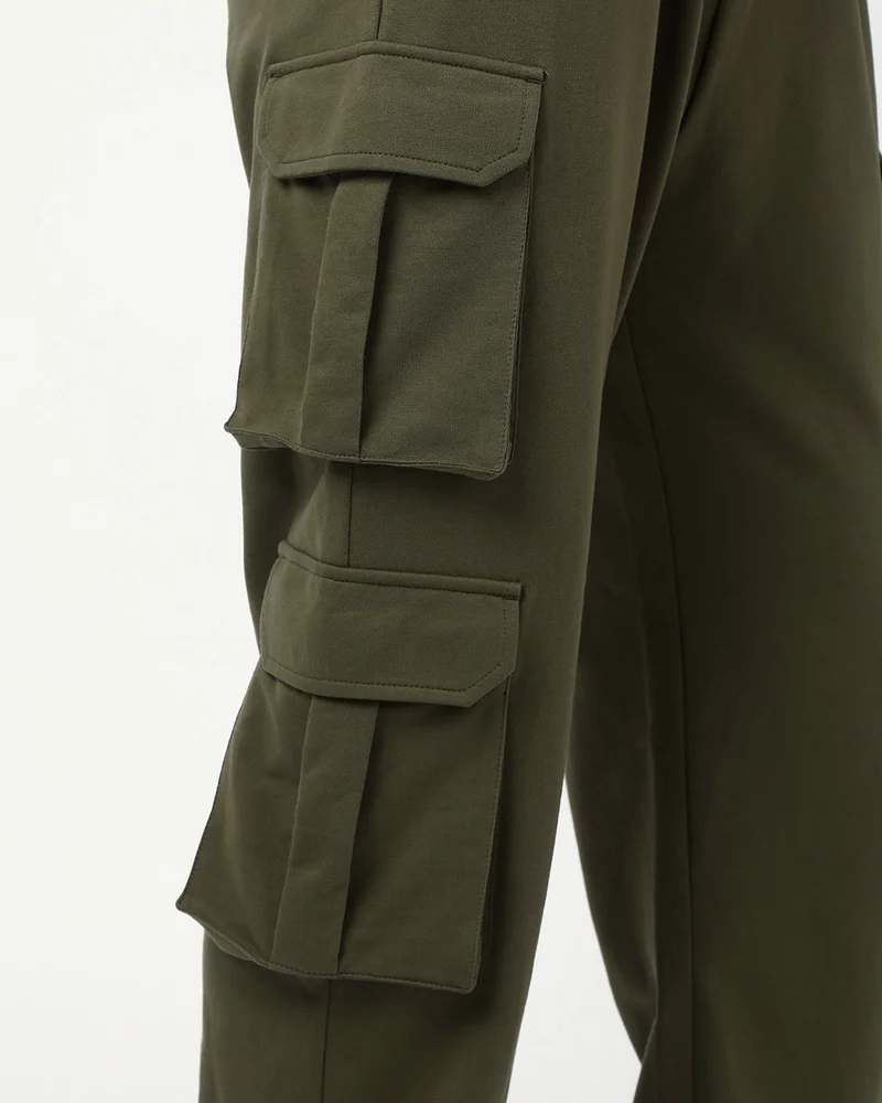 bewakoof  Men's Winter Moss Green Super Loose Fit Cargo Warm Joggers for Men | Best Price UAE